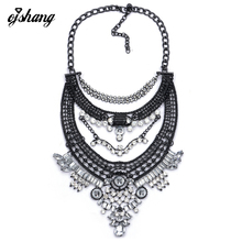 Vogue Necklaces Pendant Girls 2016 Crystal Choker Jewellery Collares Collier Femme Bib Boho Classic Assertion Chunky Silver