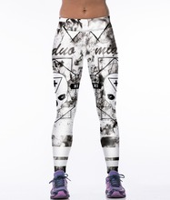 2016 Hot Skull Letter 3D Digital Printing Casual Fitness Women Sports Leggings Running Pants Elastic Slim Jeggings