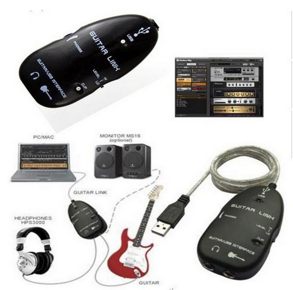 USBGUITARTOPCINTERFACECABLELINKAUDIOELECTRICACOUSTICPREAMP
