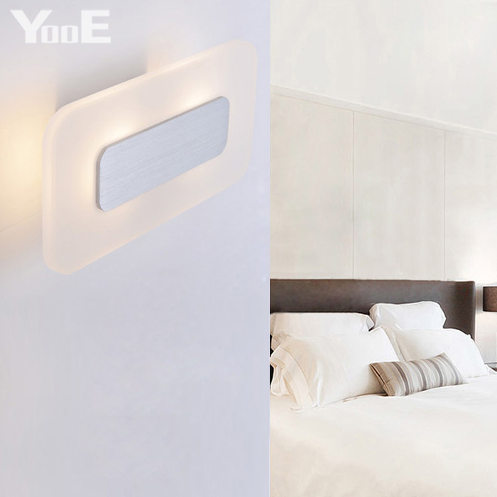 Indoor LED Wall Lamp  9W  AC110V/220V Rectangular Acrylic Lighting Sconce bedroom Warm White Decorate Wall Lights Free shipping