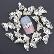 10 Pcs 3D Nail Art Decorations Diy Glitter Silver Alloy Charm Clear Rhinestones Crystal Marquise For