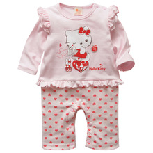 2015 summer causal baby girl rompers cartoon cotton hello kitty print jumpsuits newborn Infants one piece