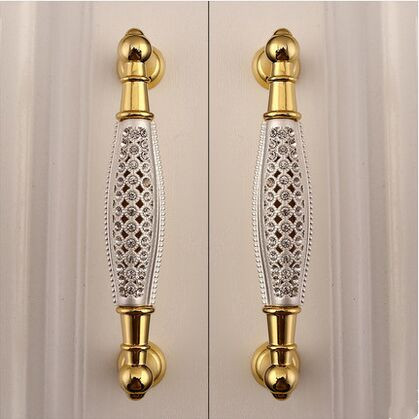 128MM fashion deluxe gold drawer pull cabinet handle  crystal diamond dresser cupboard wardrobe furniture decoration handle 5