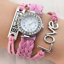 Spring s New Women Bird Love Heart Multilayer Knitted Faux Leather Bracelet Wrap Wrist Watch 9YH