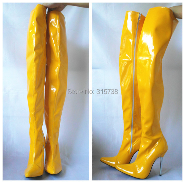Yellow Thigh High Boots - Cr Boot