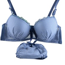 Women Push Up Bra Set Girl Bowknot Lace Underwear Set Underwire Brassiere Outfit Size 32-36B