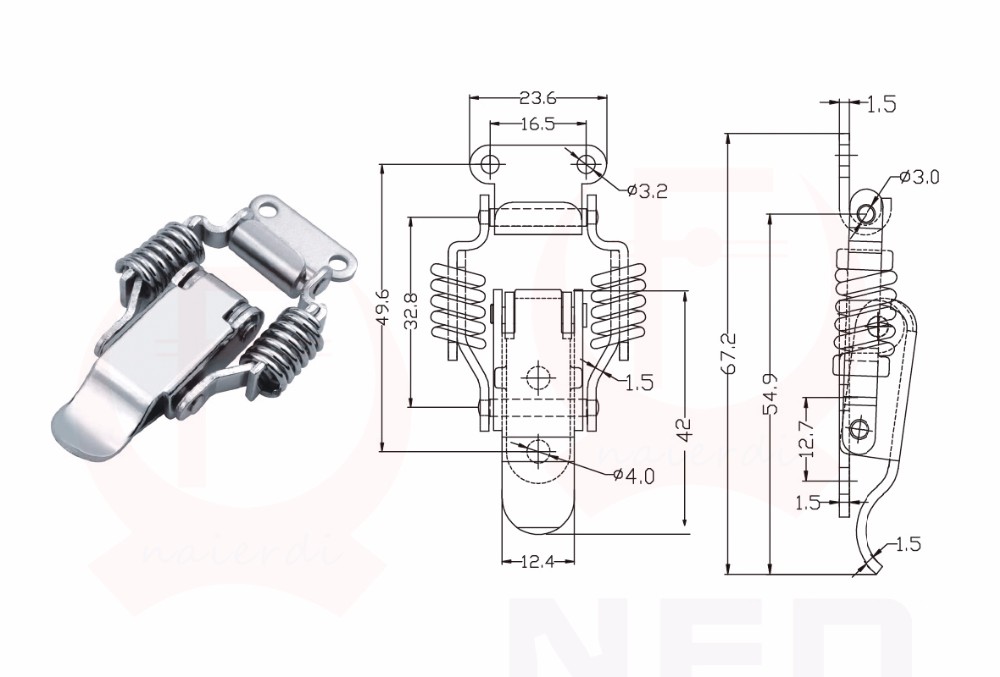 Description Picture 3 of itemNAIERDI-J108 Cabinet Lock Box Hasp Case Iron Spring Latch Catch 67*24 Toggle Locks For Drawer Gate Door Furniture Hardware