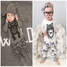 Retail 2015 baby clothes  infant clothes baby clothing sets boy Cotton little monsters long sleeve 2pcs baby boy clothes