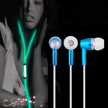 Metal In Ear Headphones Luminous Heavy Bass Music Phone Earphone With microphone for iPhone Samsung Free shipping