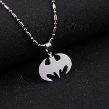 Fashion Silver chain Men Necklaces Jewelry Slippy Bat Batman Sign Pendant Stainless Steel Pendant with Chain