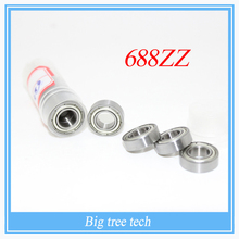 Free shipping 50pcs/lot 688ZZ 688Z 688 ABEC-5 8*16*5 Miniature Ball Radial Deep Groove Ball Bearings for 3D printer part