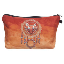 Fox totem 3D Printing cosmetic bag orange bolsos mujer de marca famosa 2016 Zohra Fashion New makeup bag neceser toiletry bags