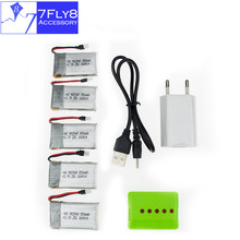 syma x5 rc lipo battery 3.7v 850mah 5pcs and green charger with plug for syma x5c x5sw x5sc cx30 cx-30 w drone Helicopter parts