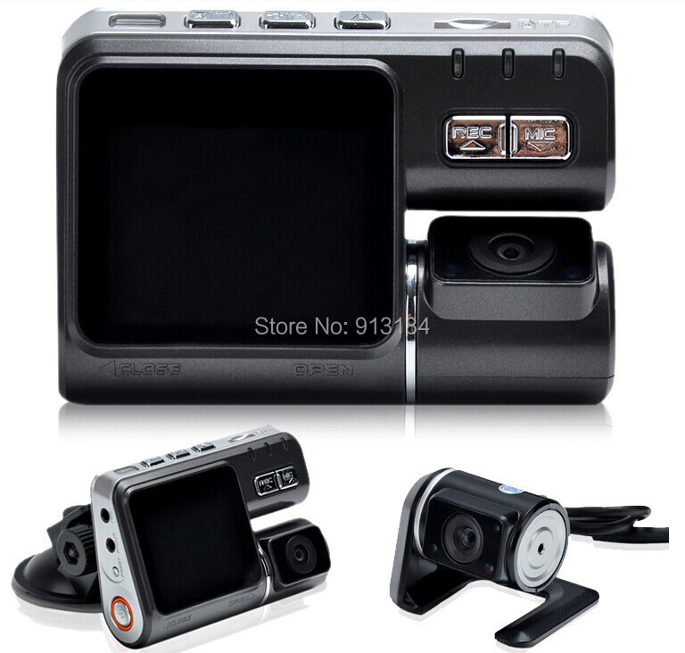 Free Shipping Dual Lens 720P Car DVR H.264 I1000 Car DVR Camera With G-sensor