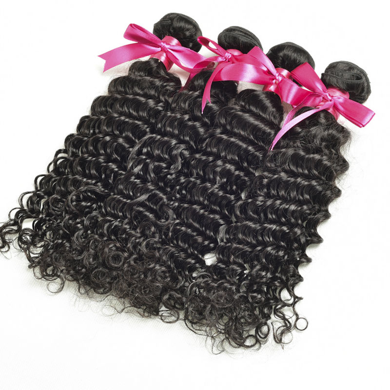 malaysian  deep wave hair bundles cheap deep curly virgin hair weft 4pcs human hair extension natural black hair weave full ends