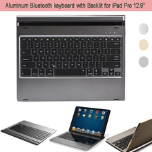 HOT Matel Clamshell Laptop Style Wireless Bluetooth Keyboard Cover For Apple iPad Pro 12.9″ Case Magnetically Backlit Stand Skin