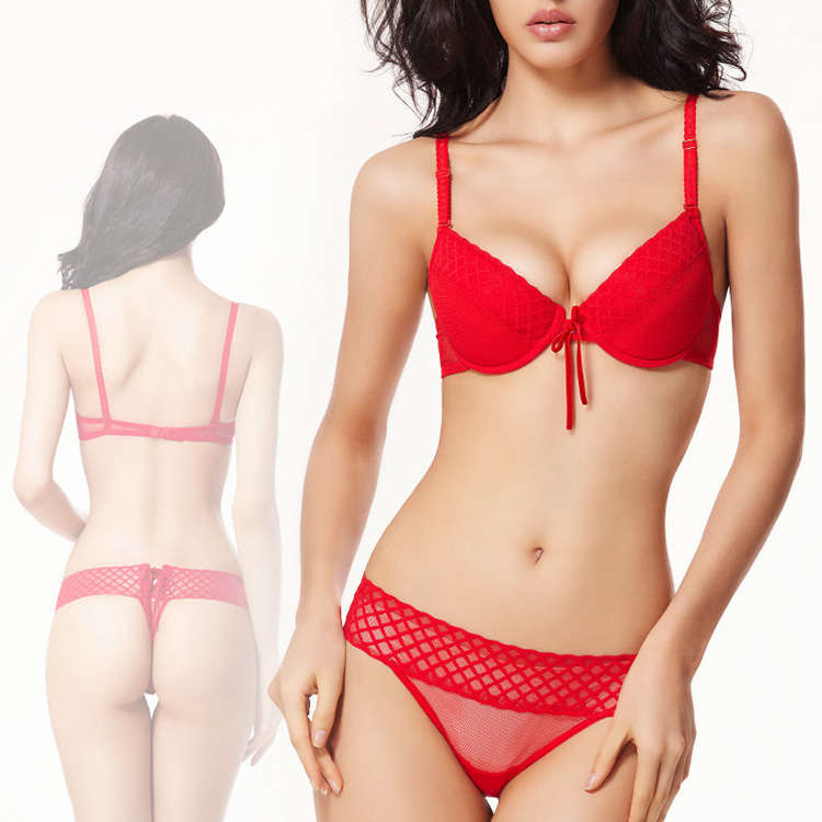 2015 New Arrival Sexy women Bra Set thong red font b lace b font Push up