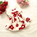 Floral Design Baby Girls Winter Jackets And Coats 2015 Toddler Girl Faux Fur Coat Bow Outerwear