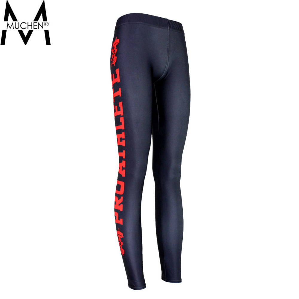 MUCHEN 2015 Women Leggings Bright Red Side Letters Sports Pants Force Exercise Elastic Fitness Running Trousers