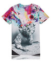 Free shipping 2016 summer new 3D creative design thinking scholars colorful printed cotton men s casual
