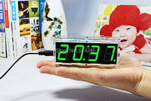 DIY 4 Digit LED Electronic Clock Kit Large Screen Red Blue Green LED