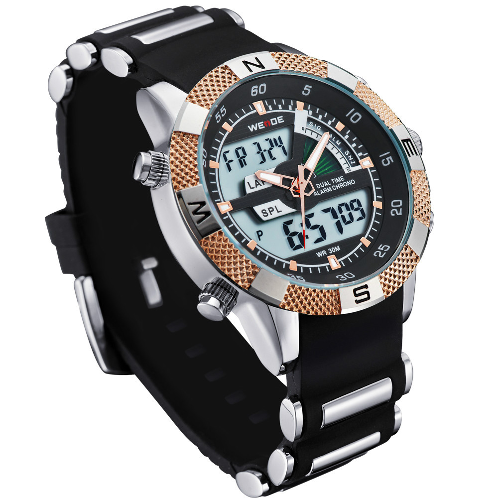 Гаджет  2015 Brand WEIDE 1104 Watches men Quartz wristwatch Military Dive 30m Multi-function LCD Display men