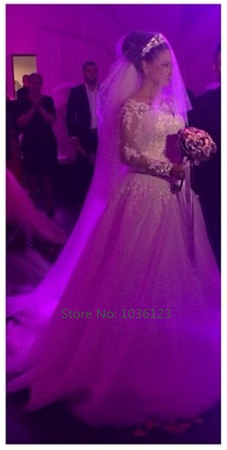 Vestidos de noiva Custom Made Handmade Tulle A line Long Sleeve Wedding Dresses 2015 Women Summer