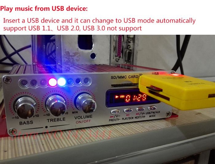 KENTIGER HY 502S 40W Mini Bluetooth Amplifier Remote Control USB/SD