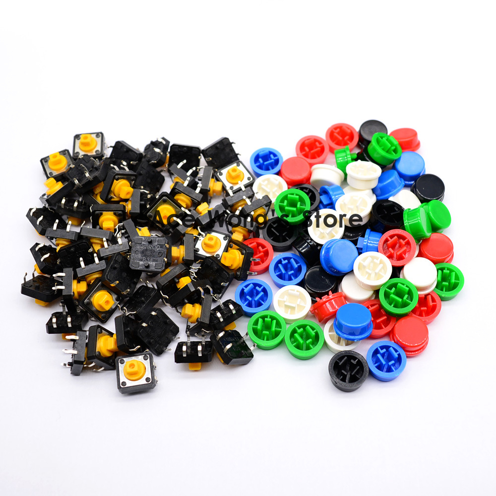 Free shipping 100PCS Tactile Push Button Switch Momentary 12 12 7 3MM Micro switch button 5
