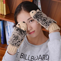 2016 Novelty Thick Winter Girls Knitted Fleece inside Warm Outdoor Gloves Woman Cartoon hedgehog Warm Cotton