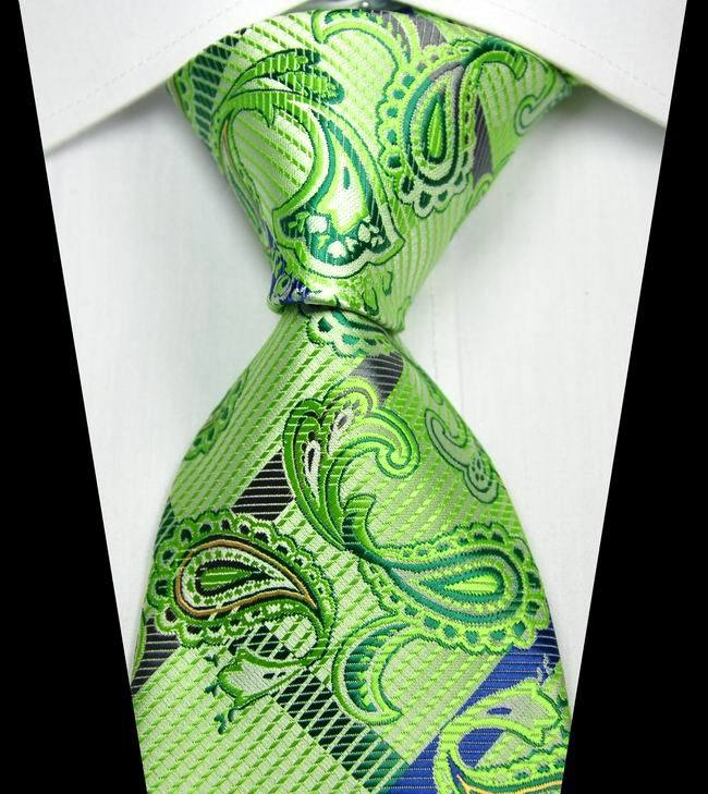 NT0347 Green Blue Paisley New Man s Jacquard Woven Silk Polyester Tie Classic Business Party Wedding