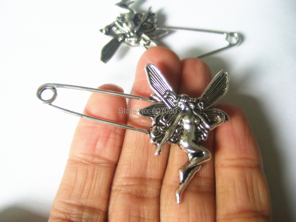 6Pcs Silver Tone Large Angel Wings Durable Strong Metal font b Kilt b font Scarf Brooch