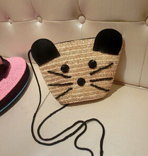 women bags,New Little Mouse super cute mini straw bag diagonal packet female bag phone key change, free postage