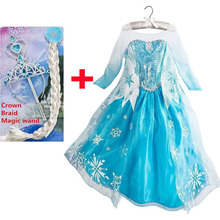 2015 elsa dress girls Cosplay Dress Costume snow queen princess anna Dress Kids party dresses fantasia infantis vestido Menina(China (Mainland))