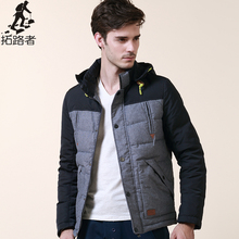 Free shipping. 2014 new fashion winter men down jacket thicken fitness short version 100%cotton white duck down coat mens