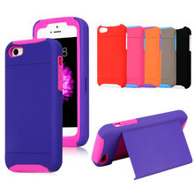 Hot Sale!Shockproof TPU Silicone Kickstand Card Wallet Holder Case Cover for iPhone 5 5S Mobile Phone sets