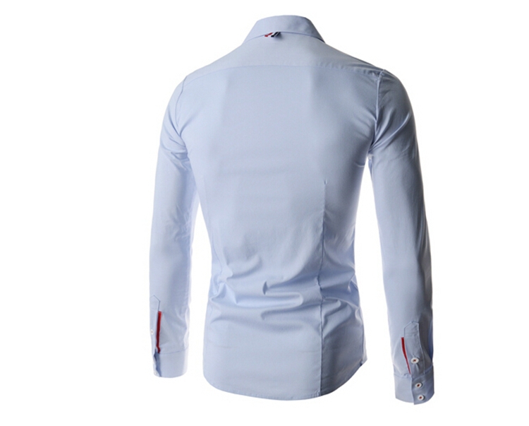 New 2015 Famous Brand Autumn Men Slim Fit 2Color Long Sleeve Shirt Cotton Material Male Solid