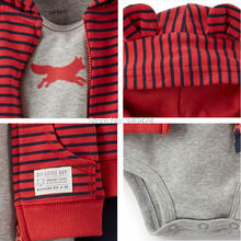2015 fashion spring brand carters baby boy girls hoodies coat bodysuit pants 3pcs clothing sets sport