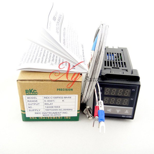 Dual Digital RKC PID Temperature Controller REX C100 with thermocouple K Relay Output