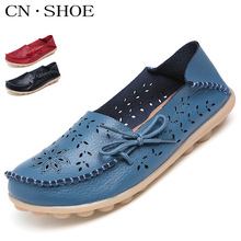 2016 New Summer Shoes Women Genuine Leather Flats Fashion Casual Soft Mother Loafers Moccasins Female Driving Shoe Wholesale