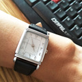 Square Ladies Watch Black Leather Straps Arabian Numbers Dial Face