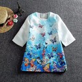 Retail Girls Dress 2016 Children Clothing Winter Girls Clothes Vestidos Butterfly Printed Kids Dresses for Girls