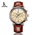2016 News Multi Functional Calendar 24Hours 3Eyes Design Luxury Men Automatic Self Wind Watch Leather Strap