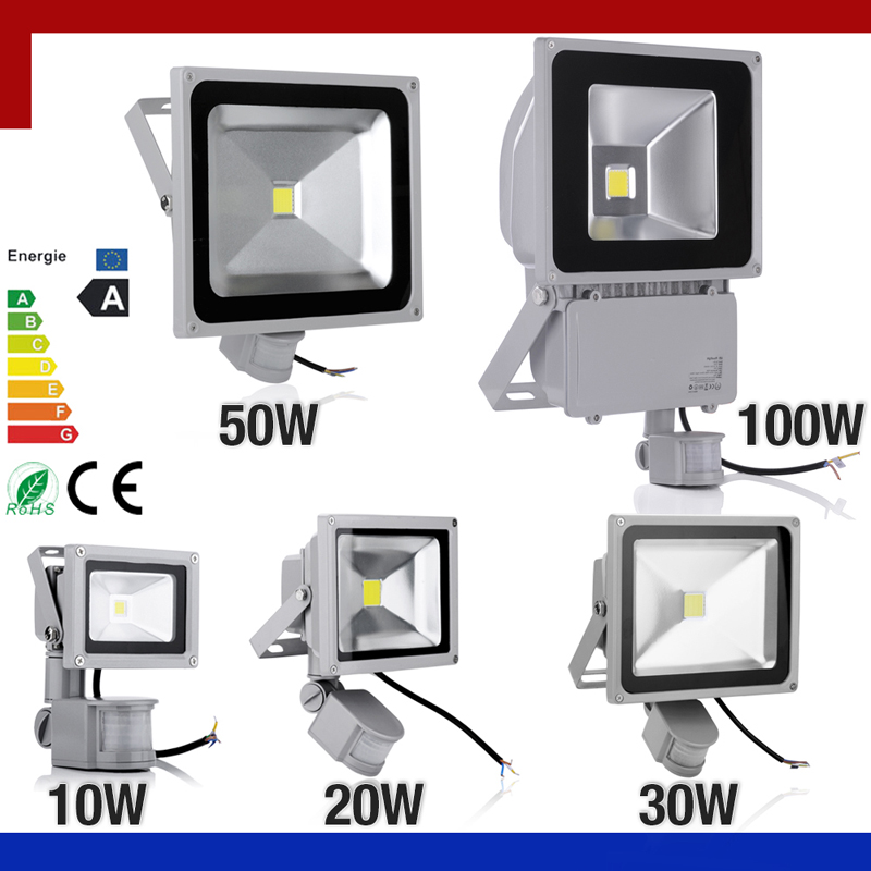 COB Led Flood Light with Pir Motion Sensor 10W 20W 30W 50W Outdoor LED spotlight Lamp IP65 110-265V Refletor Landscape Lighting