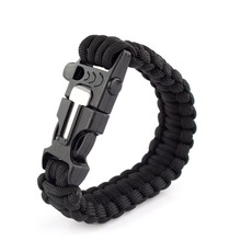 2 Outdoor Camping Men Self Rescue Paracord Parachute Cord Emergency Survival Bracelet Rope Kit with Flint