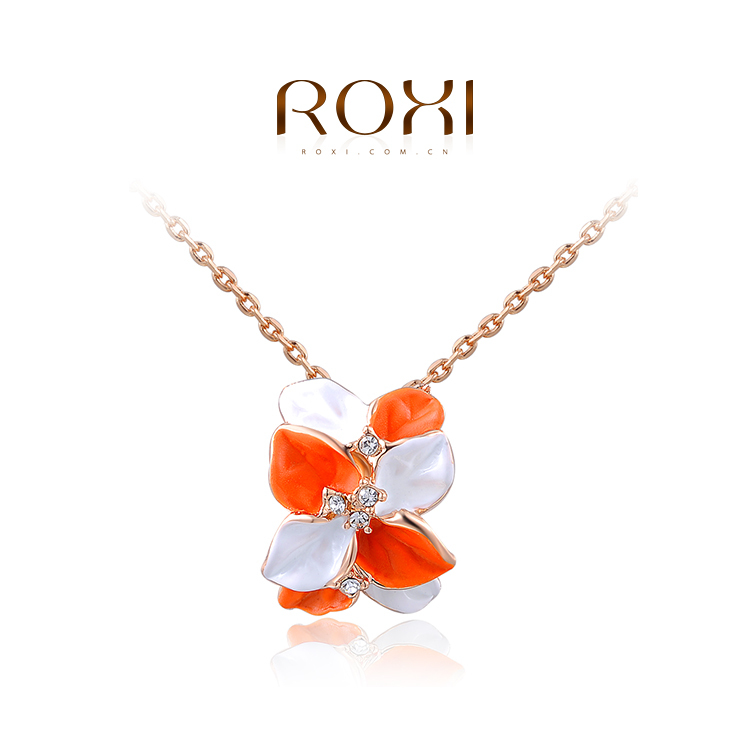 1PCS Free Shipping Genuine Austrian crystal Flower Pendant Necklace White Rose Gold Plated Jewelry for Women