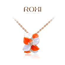 1PCS Free Shipping! Genuine Austrian crystal Flower Pendant Necklace White/Rose Gold Plated Jewelry for Women