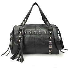 Women Leather Handbag Rivet Tassel Vintage Female Shoulder Tote Bag Travel Bag Bolsas Feminina Sac A Main Femme De Marque 2016