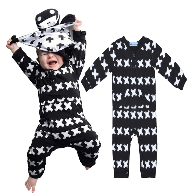 High quality baby Rompers Cross Pattern baby boy romper spring fall style baby girl clothes vetement enfant garcon wholesale