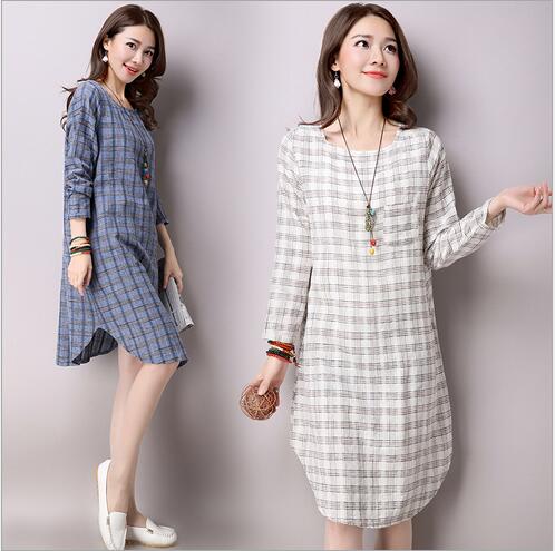 2016 New High end Fashion Loose Big Yards Women s Dress Elegant Temperament Leisure Round Collar